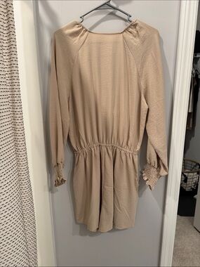 Women’s Tan Long-Sleeve Romper